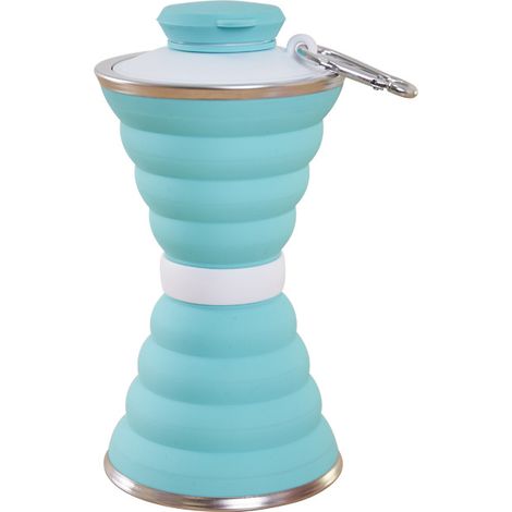 Bouilloire pliable - Bouilloire de voyage portable, réutilisable et étanche en silicone pour le sport, les activités de plein air, la salle de sport et les voyages (bleu) (1/3)