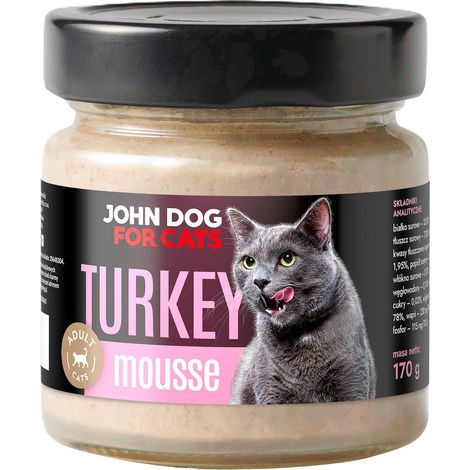 John Dog für Katzen Nassfutter-Mousse für Katzen Glas 170 g – Putenmousse 170 g