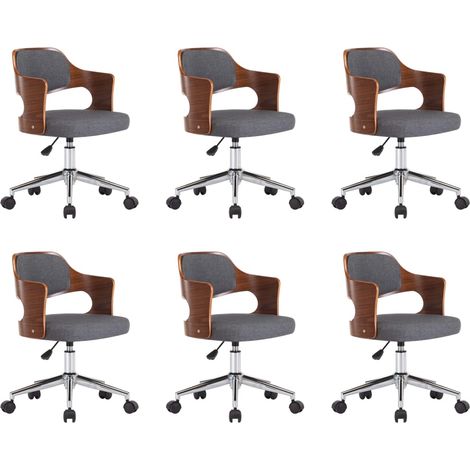 Maison Exclusive - Sedie da Pranzo Girevoli 6 pz Grigie in Legno Curvo e Tessuto (1/5)