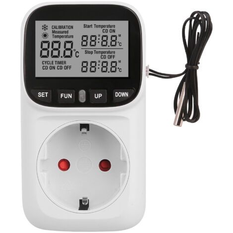 Prise thermostatique, régulateur de température numérique, prise 230 V avec capteur et sonde, écran LCD, régulateur d'humidité, chauffage, refroidissement, interrupteur de température pour serre/aquar (1/4)