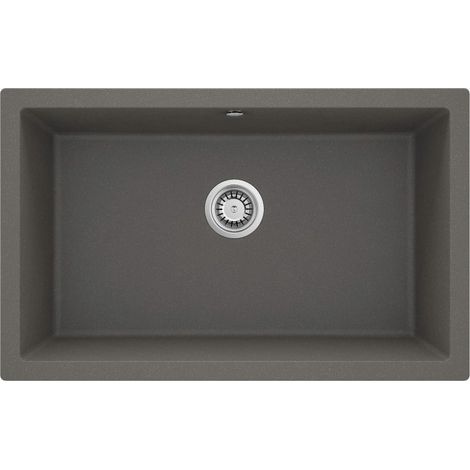 Lavabo monovasca in granito, sospeso a parete, antracite metallizzato, acciaio ZQA T10D