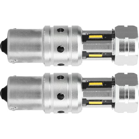Lot de 2 ampoules LED 1156 de 2400 lm et 100 W pour feux de recul, clignotants et feux de position, pour voiture, camion et camping-car, lumière jaune 3000 K (1/5)