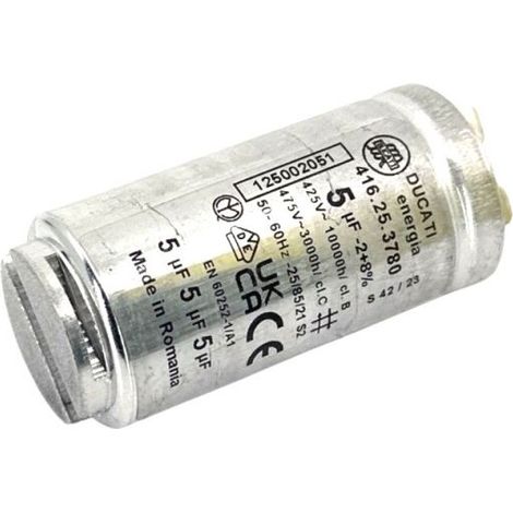 Condensateur démarrage 5uf pour sèche-linge – Référence 1250020516 – Compatible avec ELECTROLUX – Dimensions : 2x3x7,3 cm (1/6)