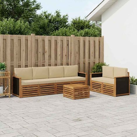 vidaXL Outdoor-Sofagarnitur 7 pcs Natur und Beige Massivholz Akazie (1/5)