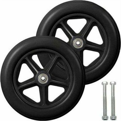 Roulette Avant de 8 Pouces - 2 Pièces, Roues de Remplacement Solides Antidérapantes, Pour Fauteuils Roulants, Déambulateurs, Marcheurs (Noir)