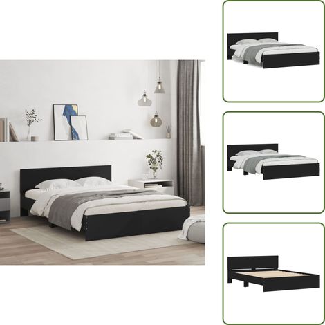 Cadre de lit sans matelas noir 140x190 cm - Cadre De Lit - Lit Double - Lit Noir - Meuble Chambre - Literie