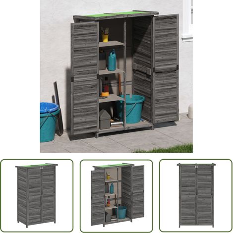 The Living Store Abri à outils de jardin gris 83x57x140 cm bois massif pin - Abri De Jardin - Abri Outil - Rangement Jardin - Cabane Jardin - Stockage Outils (1/6)