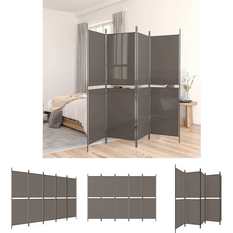 Anthrazit - vidaXL 5-tlg. Paravent Anthrazit 250x200 cm Stoff - 250x200 cm (1/5)