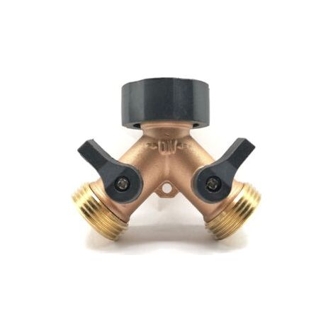 PA Schlauchanschluss, Messing-Wasserhahn-Adapter, 2-Wege-Y-Form, 3/4-Schlauchanschluss für Hausgarten, Bewässerung oder Waschen (europäischer Standard) (1/5)