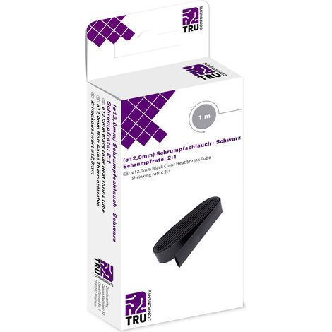 TRU COMPONENTS T1904CA033 Schrumpfschlauch ohne Kleber Schwarz 12 mm 6 mm Schrumpfrate:2:1 1 m