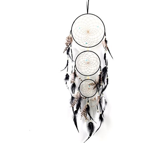 Attrape Rêves Fait Main - Anneau En Fer Et Plumes Naturelles - Décoration Murale Pour Maison Ou Voiture - 1 Pièce