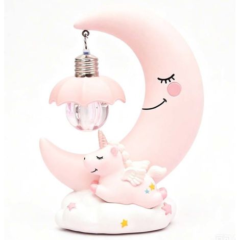 Led veilleuse en résine - Aueq - lune licorne-dessin animé bébé-lampe de chevet pour enfants -veilleuse lampe pour chambre bébé (1/4)