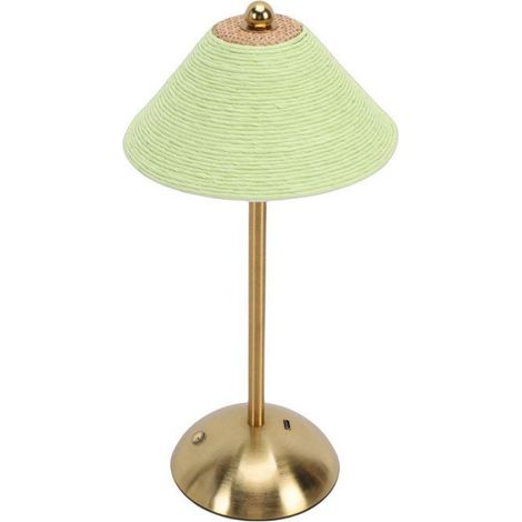 Lampe tissée Lampe de table 3 couleurs sans fil tissé à la main, abat-jour en corde de deco poser corde à fleurs (verte) (1/5)