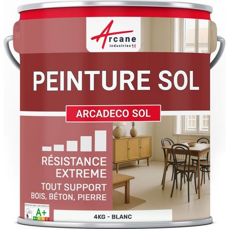 Peinture Sol Intérieur Velours Polyuréthane - 4 kg Blanc - ARCANE INDUSTRIES