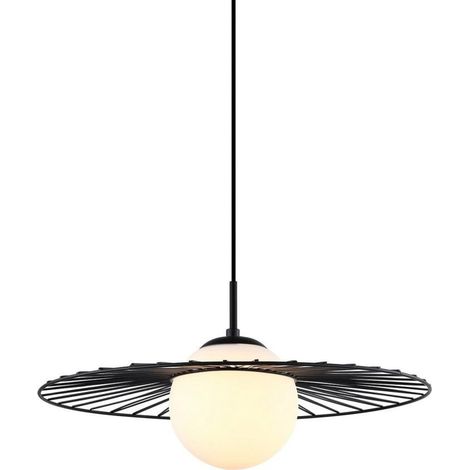 Italux Sally - Lámpara colgante moderna negra 1 luz con pantalla negra, blanca, E27 (1/3)