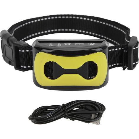 Collier anti-aboiements intelligent pour chien avec identification automatique, étanche et de dressage (jaune) (1/5)