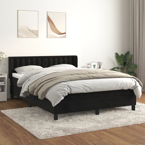 Lit adulte,Lit avec Sommier et Matelas confortable pour Chambre,Ensemble Lit à sommier tapissier Noir 140x190 cm Velours -BVN68785 (1/5)