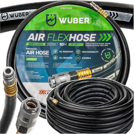 Tubo pneumatico in gomma da 10 m, 6x13 mm, crimpato per compressore WUBER