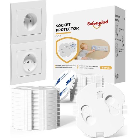 Cache Prises Bébé – Lot de 18 Sécurités Enfant, Cache Prise Électrique Type E/F – avec Adhésif 3M, installation facile sans vis – Protection Bébé et Animaux (1/5)