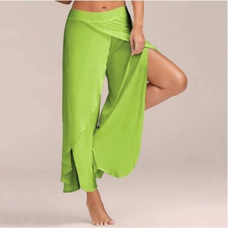 Pantalon été femme, yoga pantalon large croisé sexy, taille élastique, tissu léger, confortable, élégant, coupe fluide, tenue décontractée, vêtement féminin, mode, respirant, idéal sport et loisirs, n