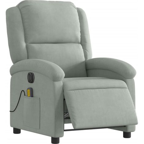 Poltrona relax TV poltrona reclinabile massaggiante elettrica molto confortevole in velluto grigio chiaro DEC028299