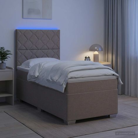 vidaXL Cama box spring con colchón con tiras LED Topo 80 x 200 cm Tela (1/5)
