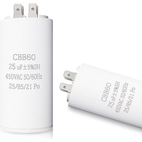25 µF Anlaufkondensator – 450 V Wechselspannung – Abmessungen: 45 x 95 mm – Frequenz: 50/60 Hz – Geringe dielektrische Verluste – 450 V AC (1/5)