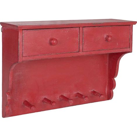 Estanteria de pared de madera roja 56x18x39h cm (1/5)
