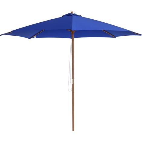 Wetterfester Bambus-Gartenschirm 300 x 300 x 250 cm – UV-Schutz für die Terrasse – Blau und Natur