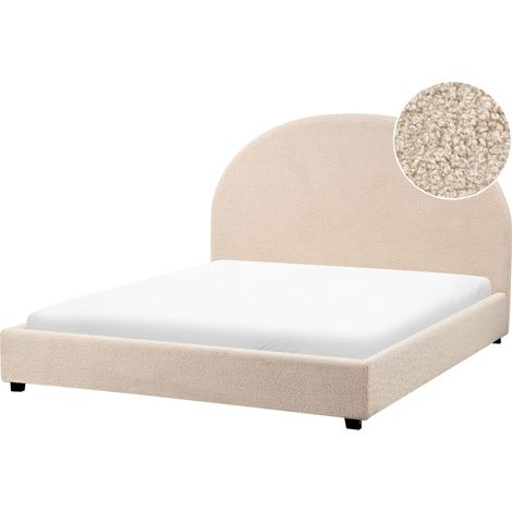 Letto matrimoniale in tessuto bouclè beige 140 x 200 Vaucluse