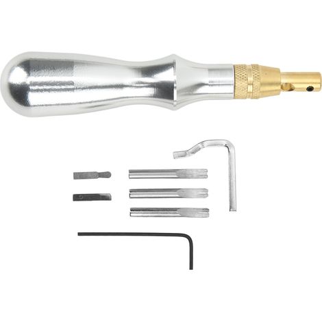 Lot 5 en 1 : Rainureuse en Cuir Multifonctionnelle avec Manche en Aluminium, Outil de Couture DIY pour Travail du Cuir (1/5)