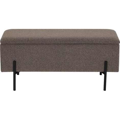 Banc coffre en tissu bouclette et métal L95cm - Marron glacé - Watford (1/5)