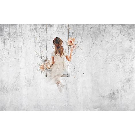 Papier peint panoramique - Fille Balançoire Abstrait - 130 cm x 84 cm (1/2)