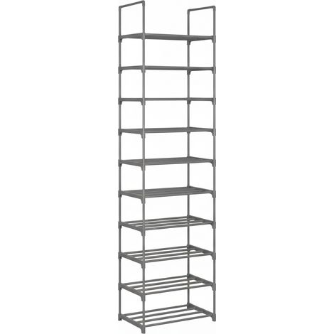 ORION91oficial® - Zapatero de 10 Alturas Blanco, Estantería Organizador Tubos de hierro, Zapatos Botas Bolsos, 40 Pares Abierto, Estrecho, Estructura de Metal, 175 x 46 x 30 cm, Entrada, Recibidor - s