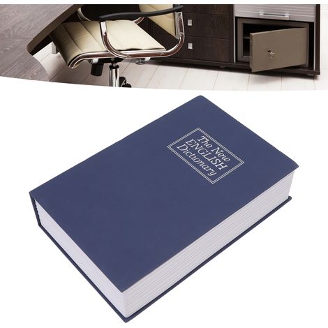 Tirelire coffre-fort imitation livre de taille moyenne avec serrure, bleue (1/5)