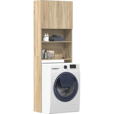 Waschmaschinenregal Sonoma-Eiche 64x24x190 cm Holzwerkstoff vidaXL