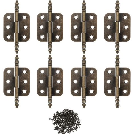 (8 pièces) 8 charnières à tête couronne en bronze antique 70 x 35 mm, 6 trous, pour coffrets cadeaux de bijoux, quincaillerie décorative pour meubles et armoires (1/5)