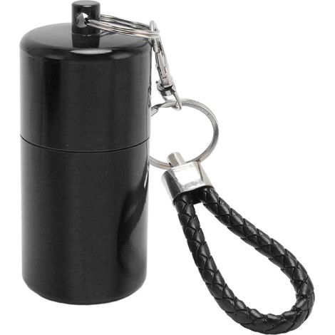 Tube de Rangement Aluminium Étanche Boîte Métal Compacte pour Épices Crochets Camping Voyage Noir (1/4)