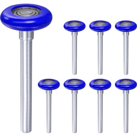 8pcs 1.8" Rouleaux De Porte De Garage En Nylon Bleu Pour 2" Rail De Garage, Tiges Longues De 4.25" Roues Silencieuses De Porte De Garage, 8 Roulements À Billes, Bleu (1/5)