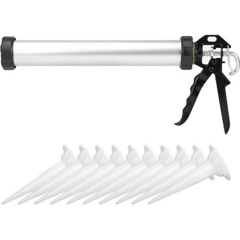 Pistolet à calfeutrer en silicone 600 ml avec 10 buses