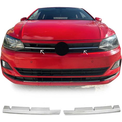 Moulure de Grille de Calandre Compatible avec VW Polo VI 2017-2021, Garniture Baguette de Calandre en Acier Inoxydable Argent (1/5)