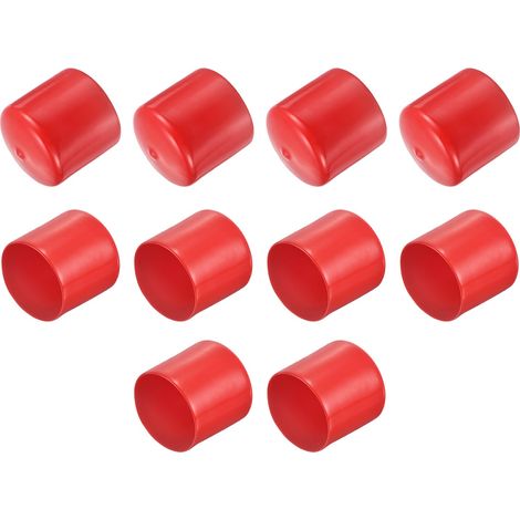 10pcs Embouts en Caoutchouc, 49 mm ID Vis Filetage Protecteur en PVC Embouts de Protection Flexible pour Tube Métallique, Câbles, Fils, Tige, Écrou et Cache Boulon, Rouge (1/4)