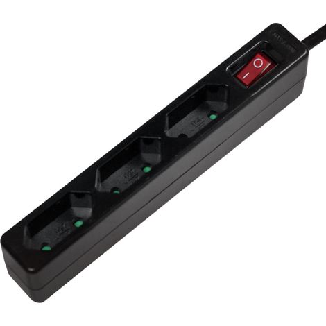 LogiLink LPS230B Steckdosenleiste mit Schalter 3fach Schwarz Konturenstecker 1 St. (1/2)