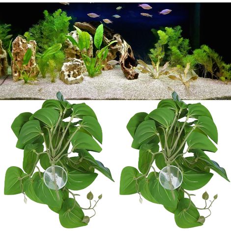 2 Stück/eine Einheit zu verkaufen: künstliche Wasserpflanzen, Reptilien, Aquarienpflanzen, künstliche Ranken für die Landschaftsgestaltung, Wassermelonenblätter und Blätter. (1/5)