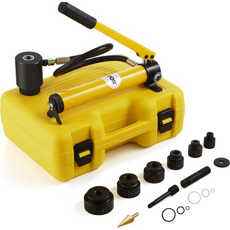 VEVOR Hydraulisches Lochstanzer-Set Knockout-Lochtreiber-Kit 10t, Handpumpe Stahl Lochwerkzeug mit 6 Stanzformen Stanzen 12,7, 19,05, 25,4, 31,75, 38,1, 50,8mm, Zylinder Lochstanze Hydraulikpumpe (1/5)