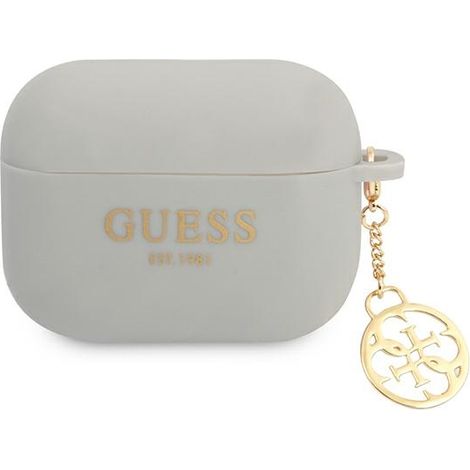 Guess GUAPLSC4EG Cover per AirPods Pro grigio/grigio con charm in silicone, collezione 4G (1/3)