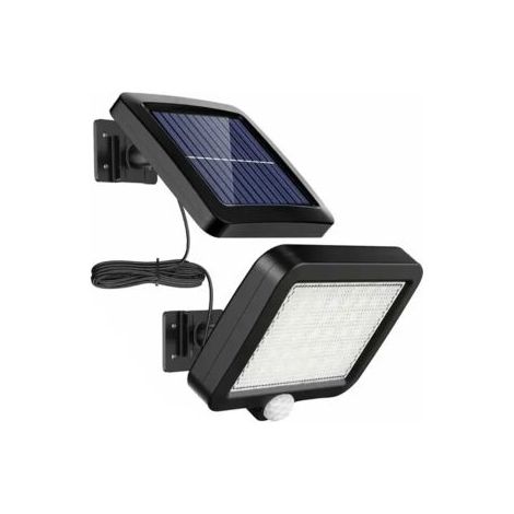 DEESSE SHOP-Lampes Solaires D'Extérieur 56 Led Avec Détecteur De Mouvement, Étanchéité Ip65, Angle D'Éclairage 120°, Applique Murale Solaire Pour Jardin Avec Câble De 5 M (1/5)