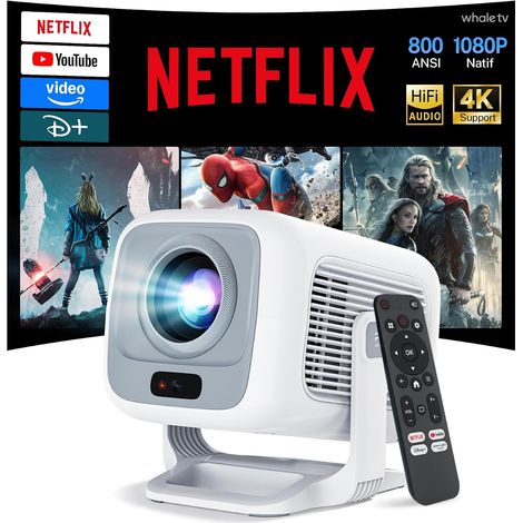 Smart Projector Compatible 4K, Ready HiFi Audio Projector Android 13 FHD 1080P Natif Rétroprojecteur Compatible avec , Autofocus/Auto Keystone Video Projecteur Wi-Fi (1/5)