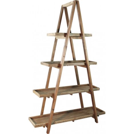 Libreria scaffale minimal da interno salotto a 4 ripiani con struttura in legno di pino Elodie