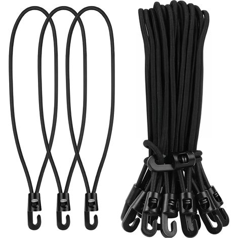 25 Pièces Tendeur Bache 30 cm, Noir Tendeurs Elastique avec Crochets Élastique avec Crochet, Petit Tendeur Multifonction, pour Bâche, Toile de Tente, Tente (1/5)
